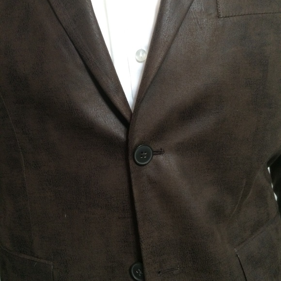J. Ferrar brown faux leather blazer with sheen 38S - Picture 3 of 7